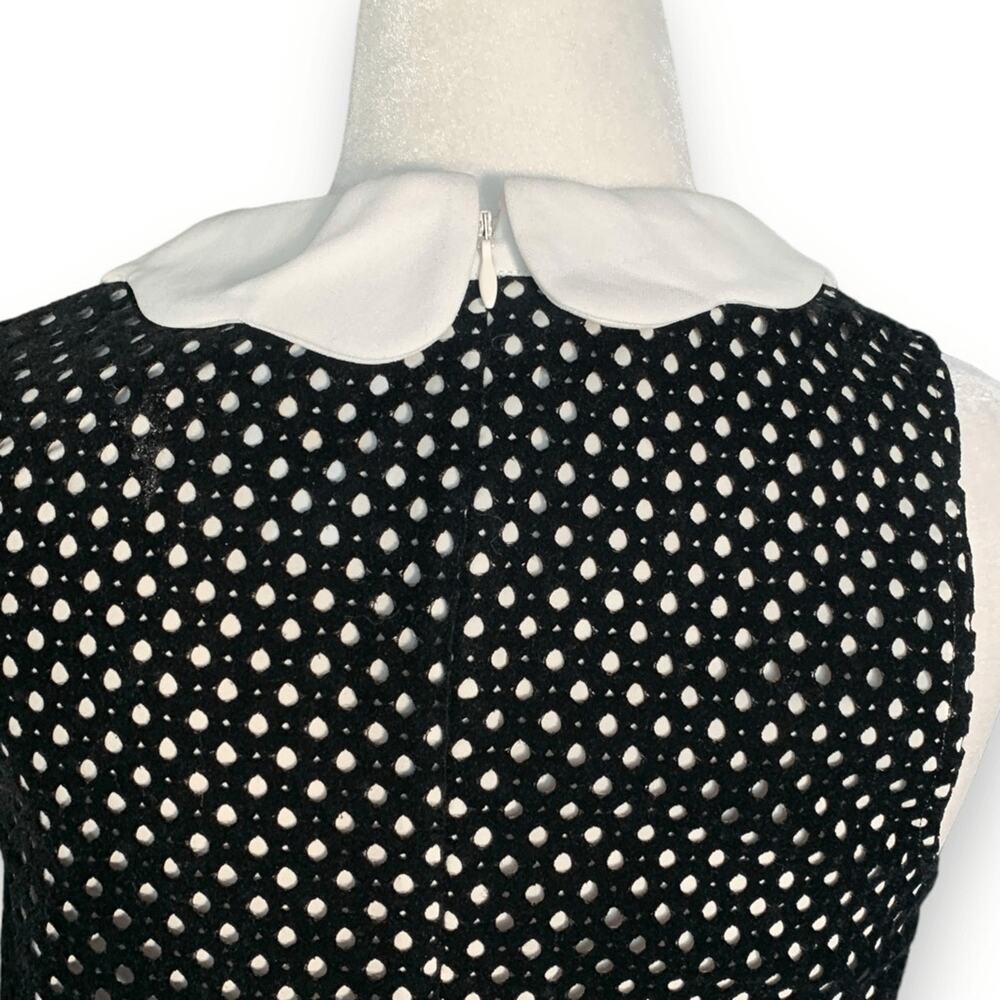 CeCe Retro Black White Polka Dot Dress Peter Pan Collar Whimsical Bow Tie Size 6 - Picture 5 of 11